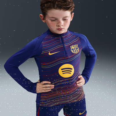 Recycled MaterialsF.C. Barcelona Strike HomeOlder Kids' Nike Dri-FIT Football Pre-Match Drill Top