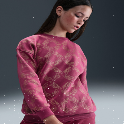 Nike Sportswear Club FleeceBig Kids' (Girls') Oversized Printed Crewneck Sweatshirt