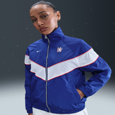Recycled MaterialsChelsea F.C. WindrunnerWomen's Nike Football UV Woven Full-Zip Jacket