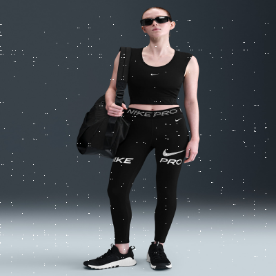 Recycled MaterialsNike ProWomen's Mid-Rise 7/8 Mesh-Panel Graphic Leggings