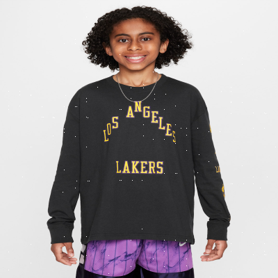 Los Angeles Lakers 2023/24 City EditionOlder Kids' (Boys') Nike NBA Max90 Long-Sleeve T-Shirt