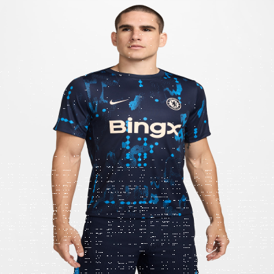 Recycled MaterialsChelsea F.C. Academy ProMen's Nike Dri-FIT Football Short-Sleeve Pre-Match Top