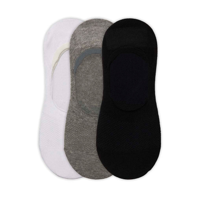 Simply Invisible Socks, White, Grey & Black, 3 Pairs